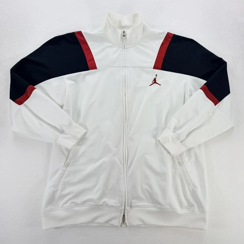 Jordan Jacket Mens 3XL White Red Black Full Zip Track Colorblock Jumpman Logo